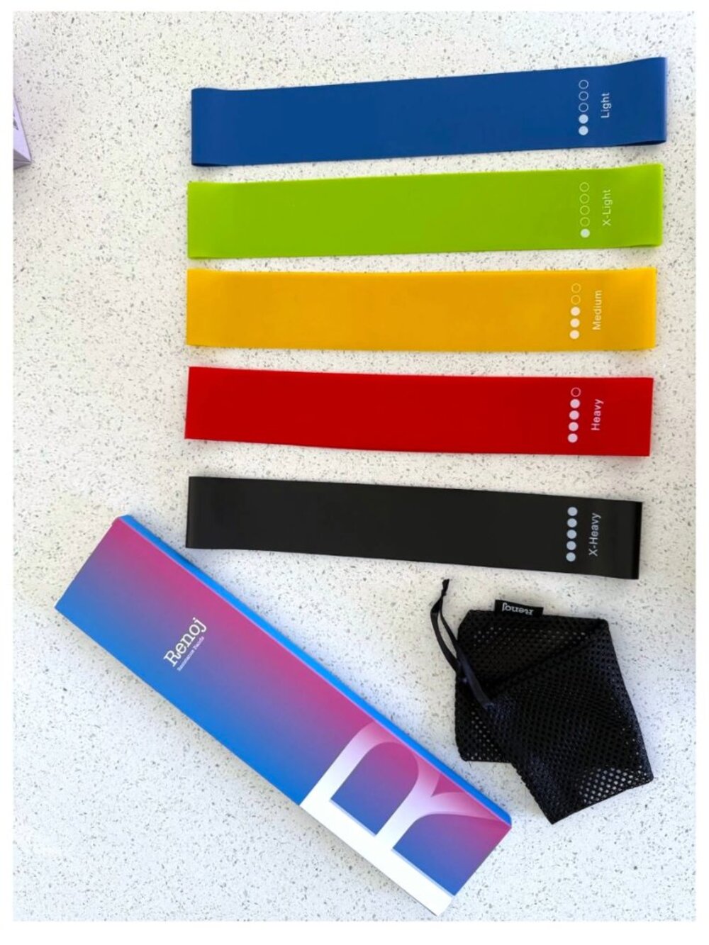 Resistance Bands 5-Pack for Strength Training, Stretching, Workout.